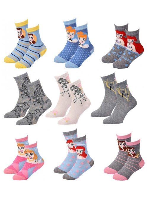 Pack de 9 meias rapariga PRINCESAS DISNEY - Kiabi
