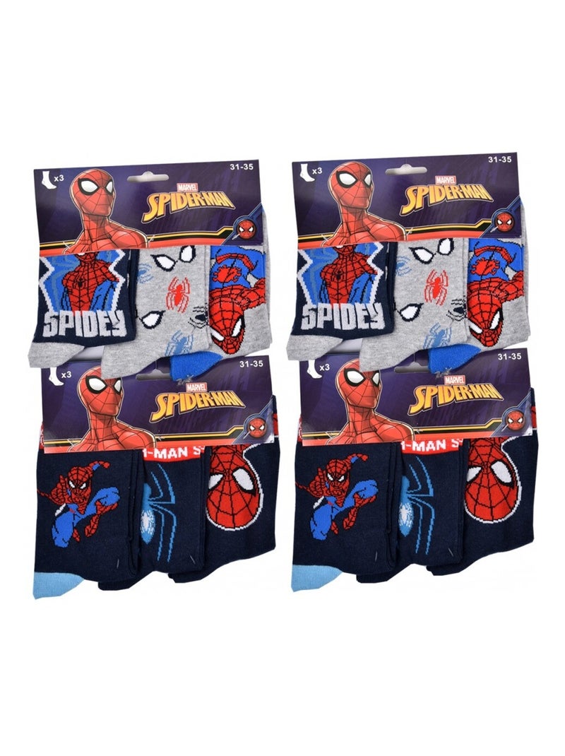 Pack de 9 Meias Rapaz DISNEY SPIDERMAN Azul Multicolor Cinza - Kiabi