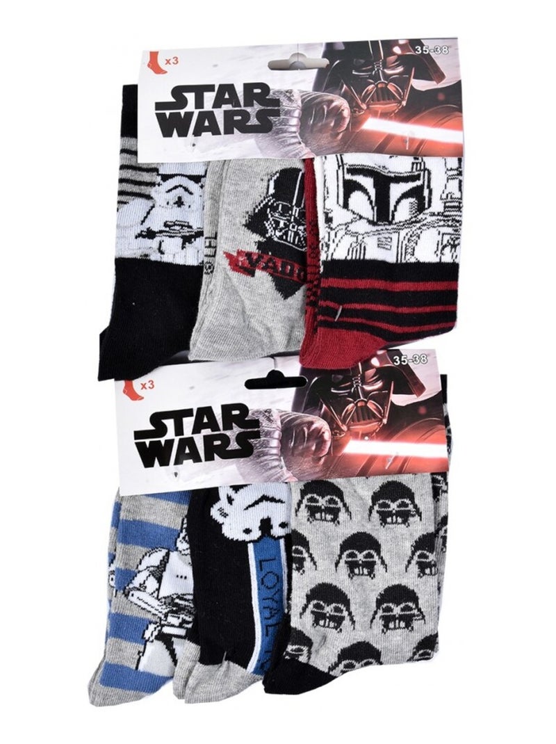 Pack de 9 Meias Rapaz STAR WARS Preto Cinza Branco Vermelho - Kiabi