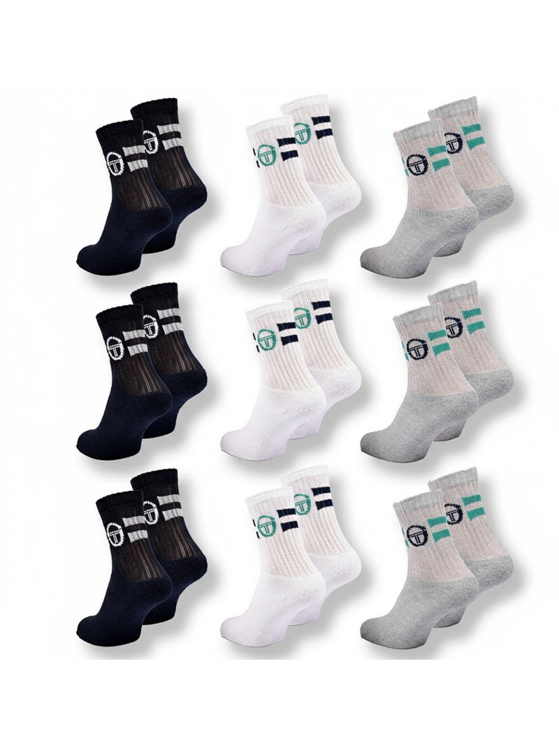 Pack de 9 Pares Meias Criança Tennis Crew SERGIO TACCHINI Azul-marinho - Kiabi