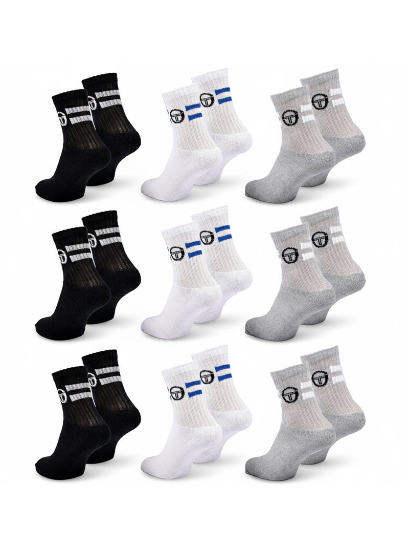 Pack de 9 Pares Meias Criança Tennis Crew SERGIO TACCHINI Preto - Kiabi