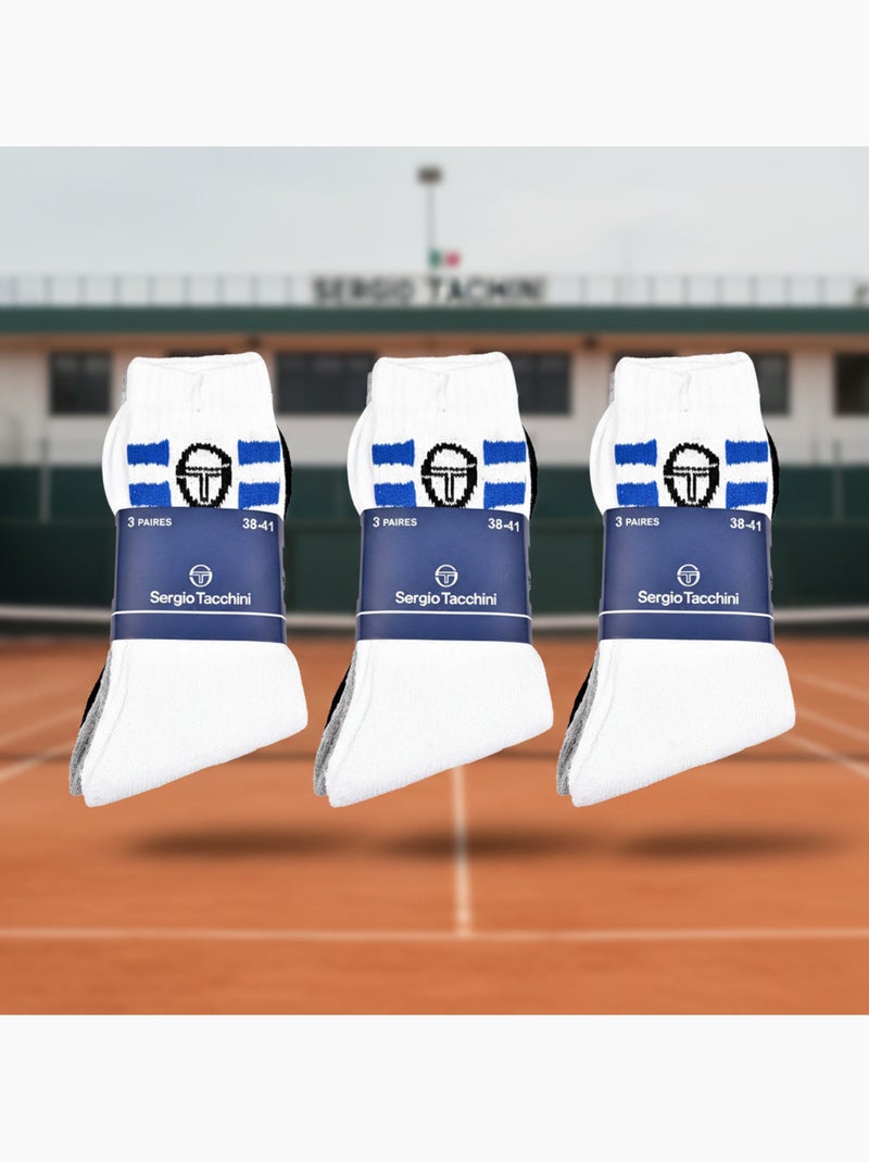 Pack de 9 Pares Meias Criança Tennis Crew SERGIO TACCHINI Preto - Kiabi