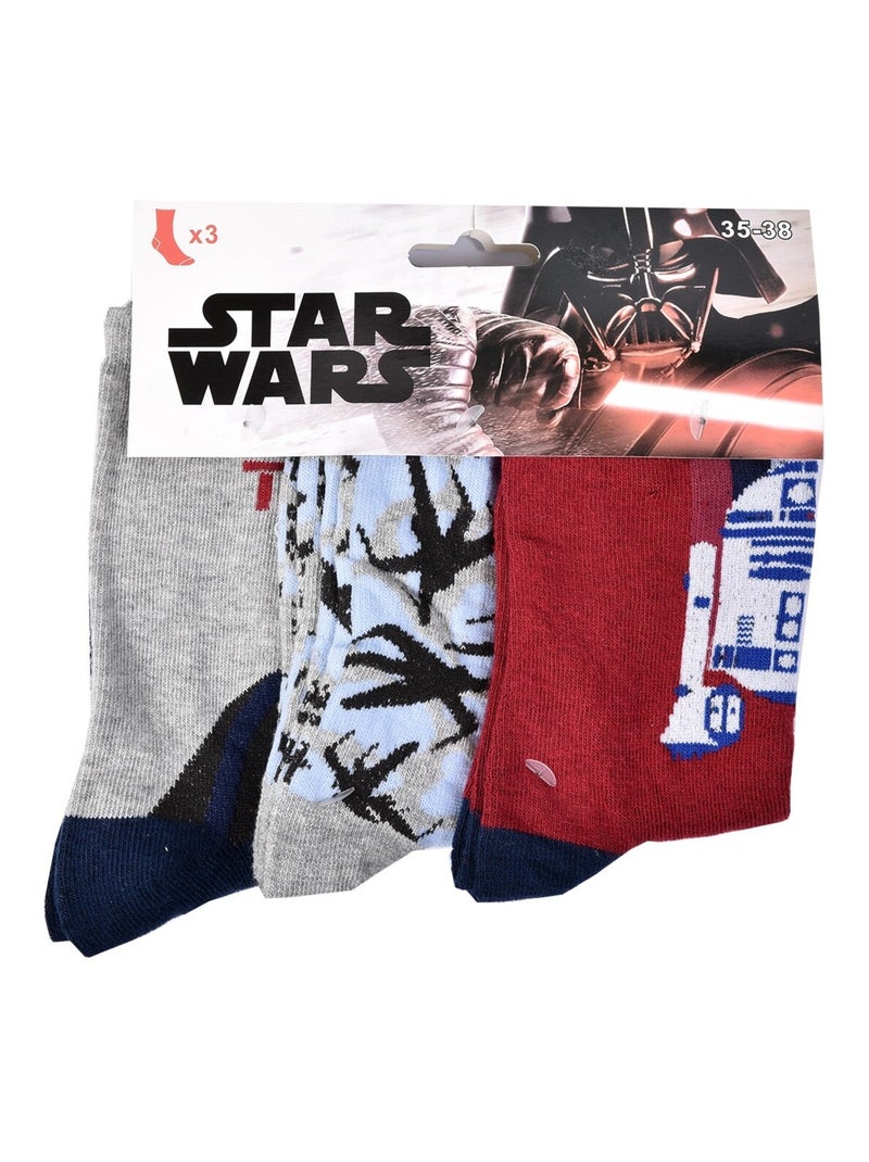 Pack de 9 Pares Meias Rapaz DISNEY STAR WARS Cinza-bordô Preto - Kiabi