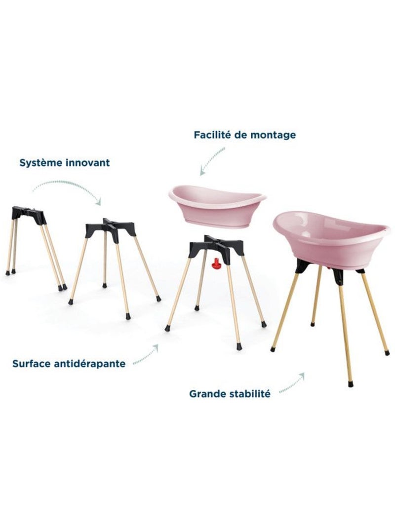 Pack de banho thermobaby vasco 5 em 1 com termómetro e assento Rosa - Kiabi
