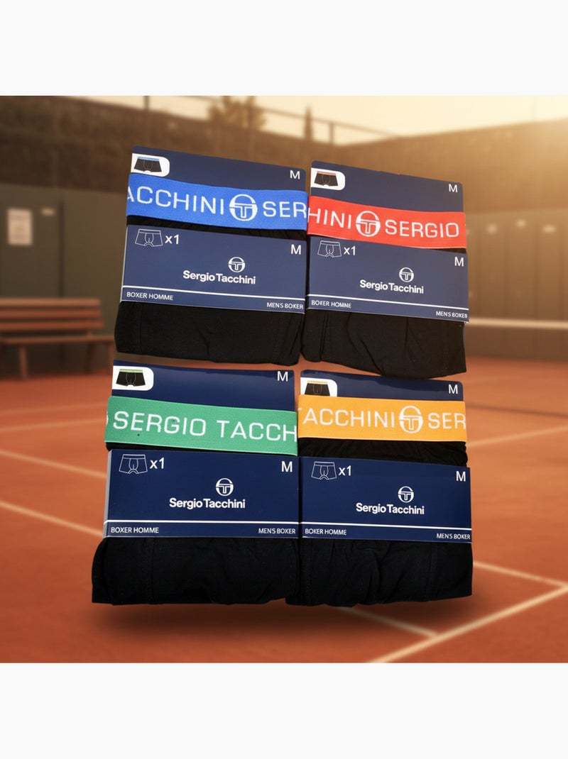 Pack de Cuecas Boxer Homem SERGIO TACCHINI 4 Peças Preto Multicolorido Preto - Kiabi