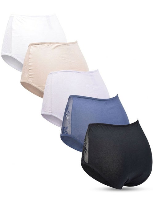 Pack de Cuecas Mulher Algodão com Renda – 5 Peças OZABI - Kiabi Pack de Cuecas Mulher Algodão com Renda – 5 Peças OZABI - Kiabi