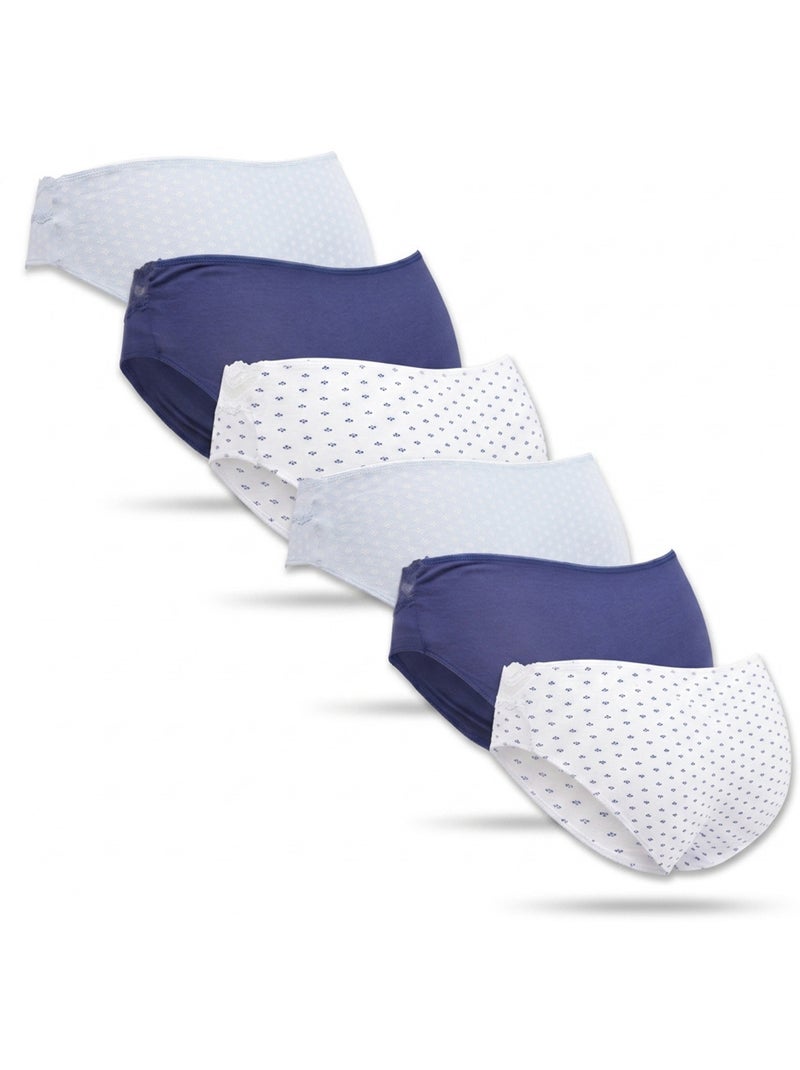 Pack de Cuecas Mulher Algodão – Conjunto de 6 OZABI Branco Multicolor Azul - Kiabi