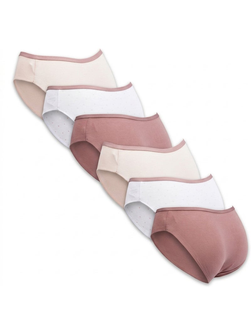 Pack de Cuecas Mulher Algodão – Conjunto de 6 OZABI Branco Rosa claro - Kiabi