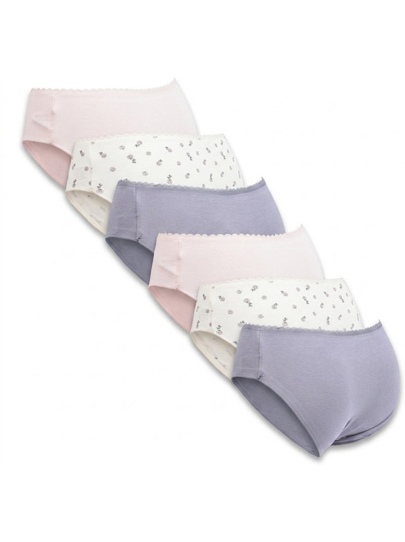 Pack de Cuecas Mulher Algodão – Conjunto de 6 OZABI Roxo/Rosa - Kiabi