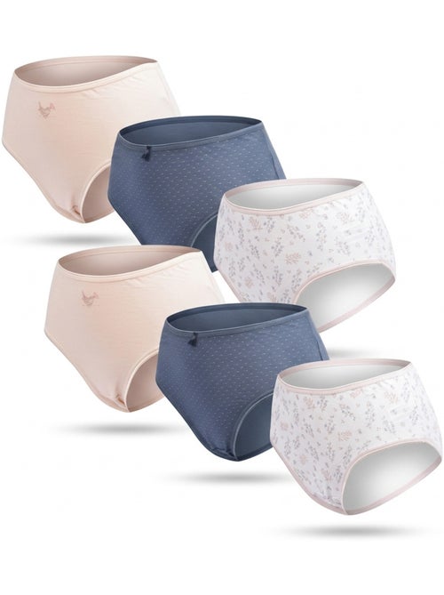 Pack de Cuecas Mulher Cintura Alta Algodão – Conjunto de 6 OZABI - Kiabi Pack de Cuecas Mulher Cintura Alta Algodão – Conjunto de 6 OZABI - Kiabi