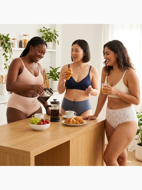 Pack de Cuecas Mulher Cintura Alta Algodão – Conjunto de 6 OZABI - Kiabi Pack de Cuecas Mulher Cintura Alta Algodão – Conjunto de 6 OZABI - Kiabi