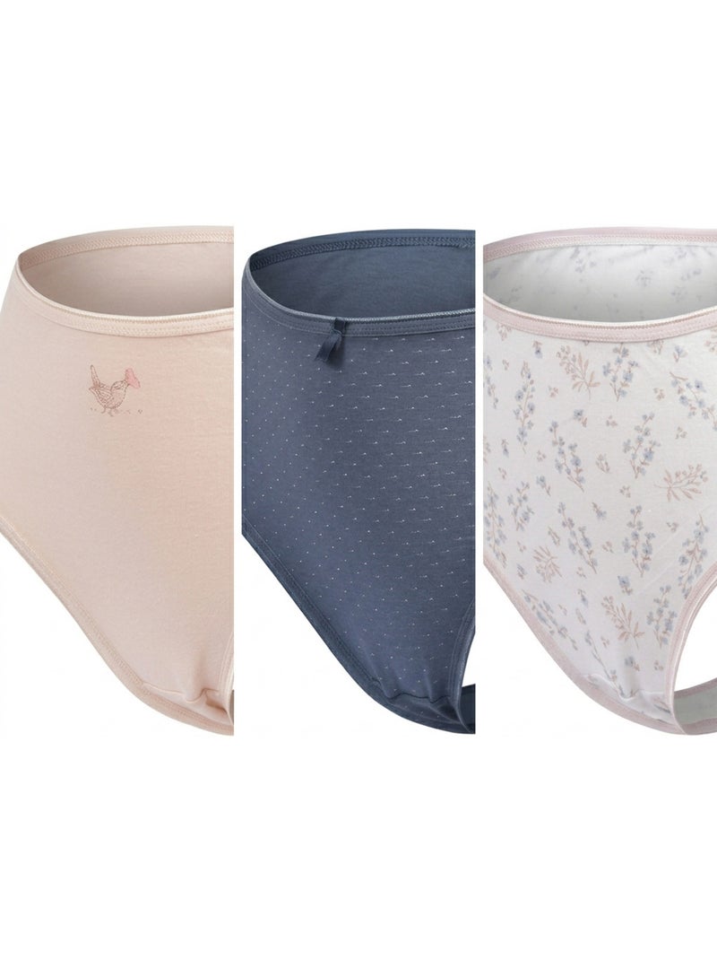 Pack de Cuecas Mulher Cintura Alta Algodão – Conjunto de 6 OZABI Azul-cru Branco - Kiabi