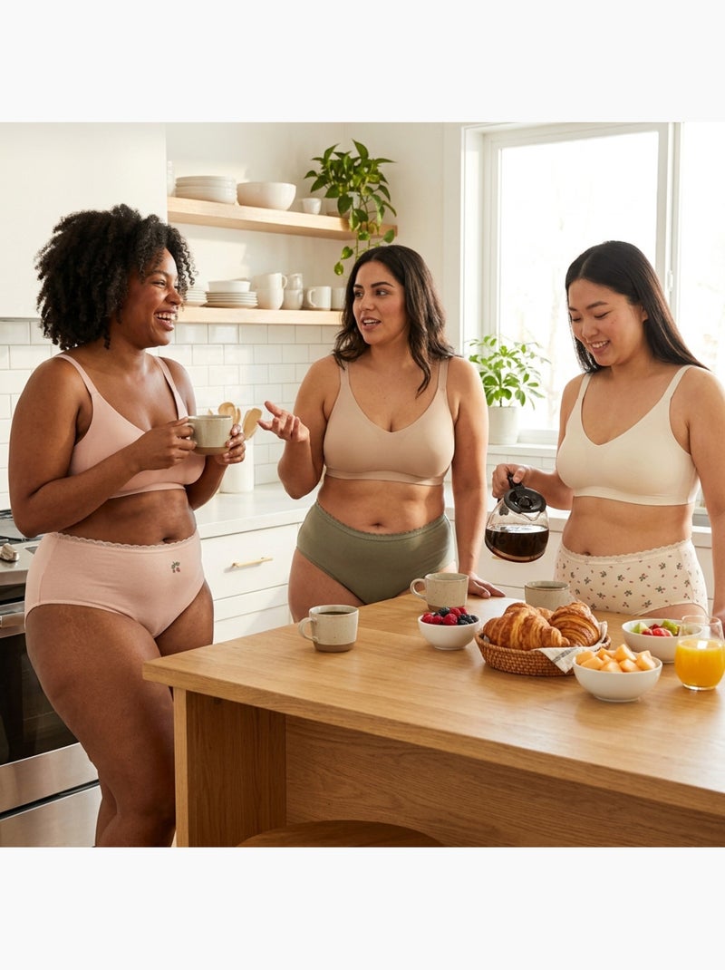 Pack de Cuecas Mulher Cintura Alta Algodão – Conjunto de 6 OZABI Bege/Rosa/Verde-água - Kiabi