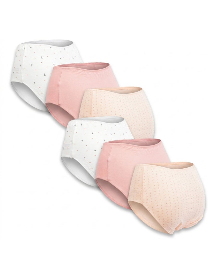 Pack de Cuecas Mulher Cintura Alta Algodão – Conjunto de 6 OZABI Branco / Rosa / Bege - Kiabi