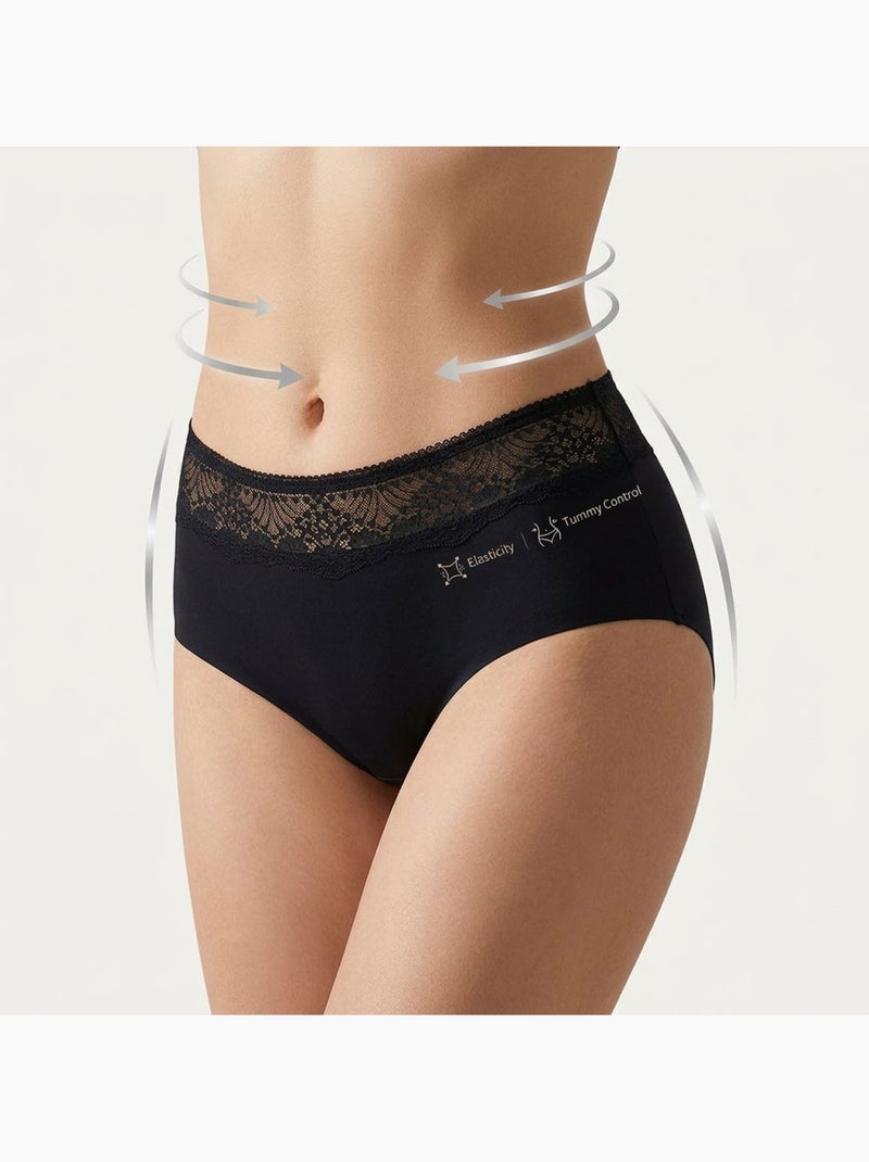 Pack de Cuecas Mulher Modeladora Renda Invisível – 4 Pares OZABI Bege/Preto - Kiabi