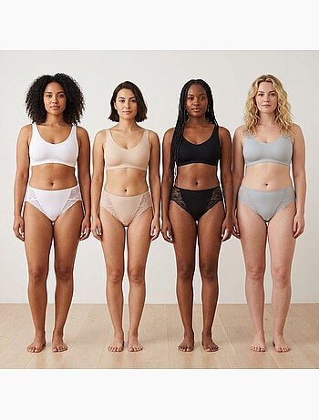Pack de Cuecas Mulher Modeladora Renda Invisível – 4 Pares OZABI