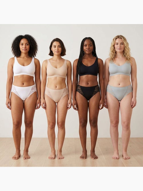 Pack de Cuecas Mulher Modeladora Renda Invisível – 4 Pares OZABI - Kiabi Pack de Cuecas Mulher Modeladora Renda Invisível – 4 Pares OZABI - Kiabi