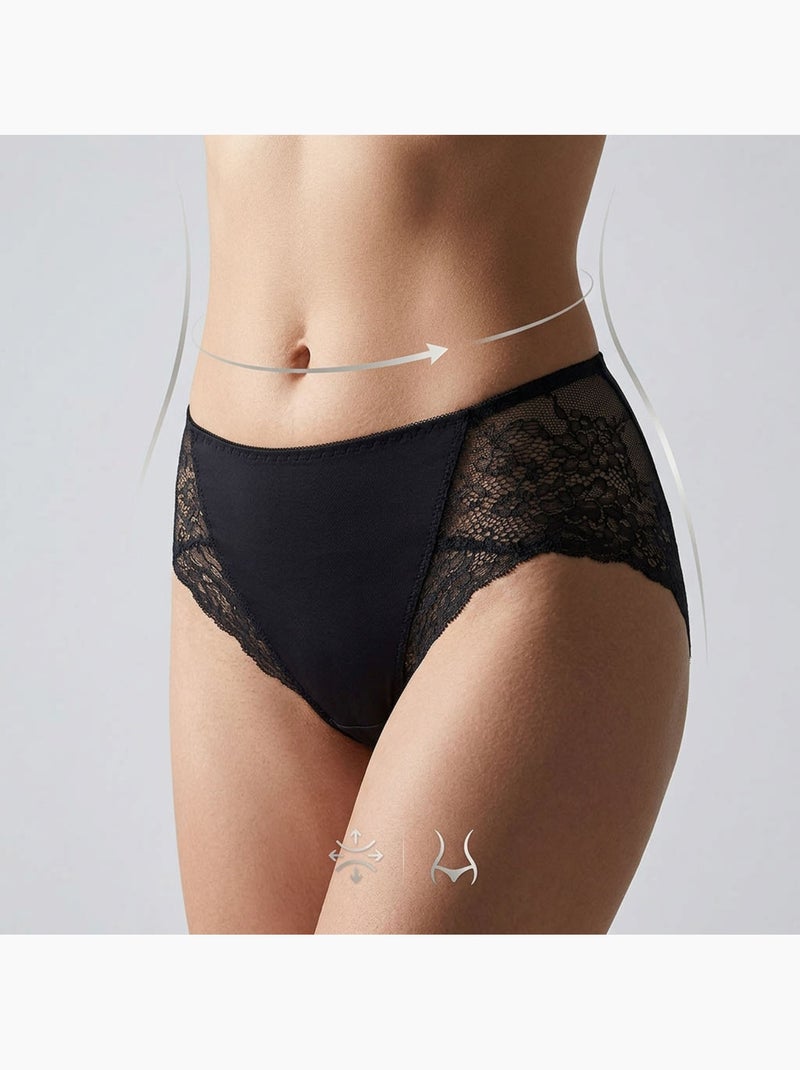 Pack de Cuecas Mulher Modeladora Renda Invisível – 4 Pares OZABI Branco Azul Preto - Kiabi