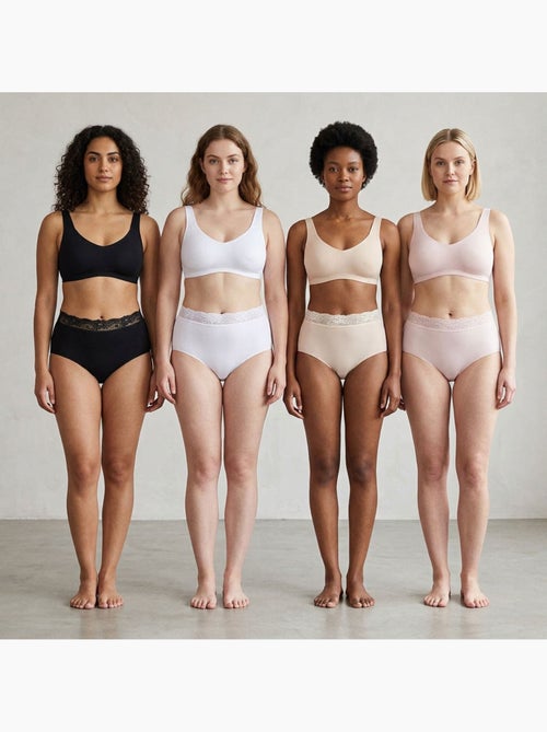Pack de Cuecas Mulher Modeladora Renda Invisível – 4 Pares OZABI - Kiabi Pack de Cuecas Mulher Modeladora Renda Invisível – 4 Pares OZABI - Kiabi