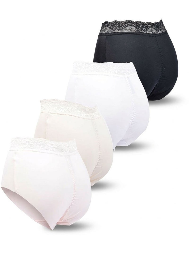 Pack de Cuecas Mulher Modeladora Renda Invisível – 4 Pares OZABI Branco Bege Preto - Kiabi