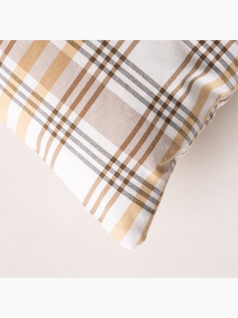 Pack de duas capas de almofada com design tartan e fecho de correr - Gamusi. Bege - Kiabi