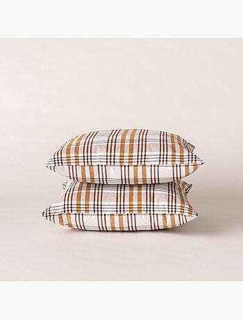 Pack de duas capas de almofada com design tartan e fecho de correr - Gamusi.