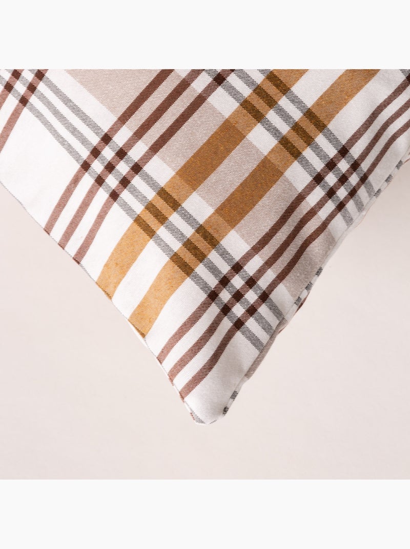Pack de duas capas de almofada com design tartan e fecho de correr - Gamusi. Camelo - Kiabi
