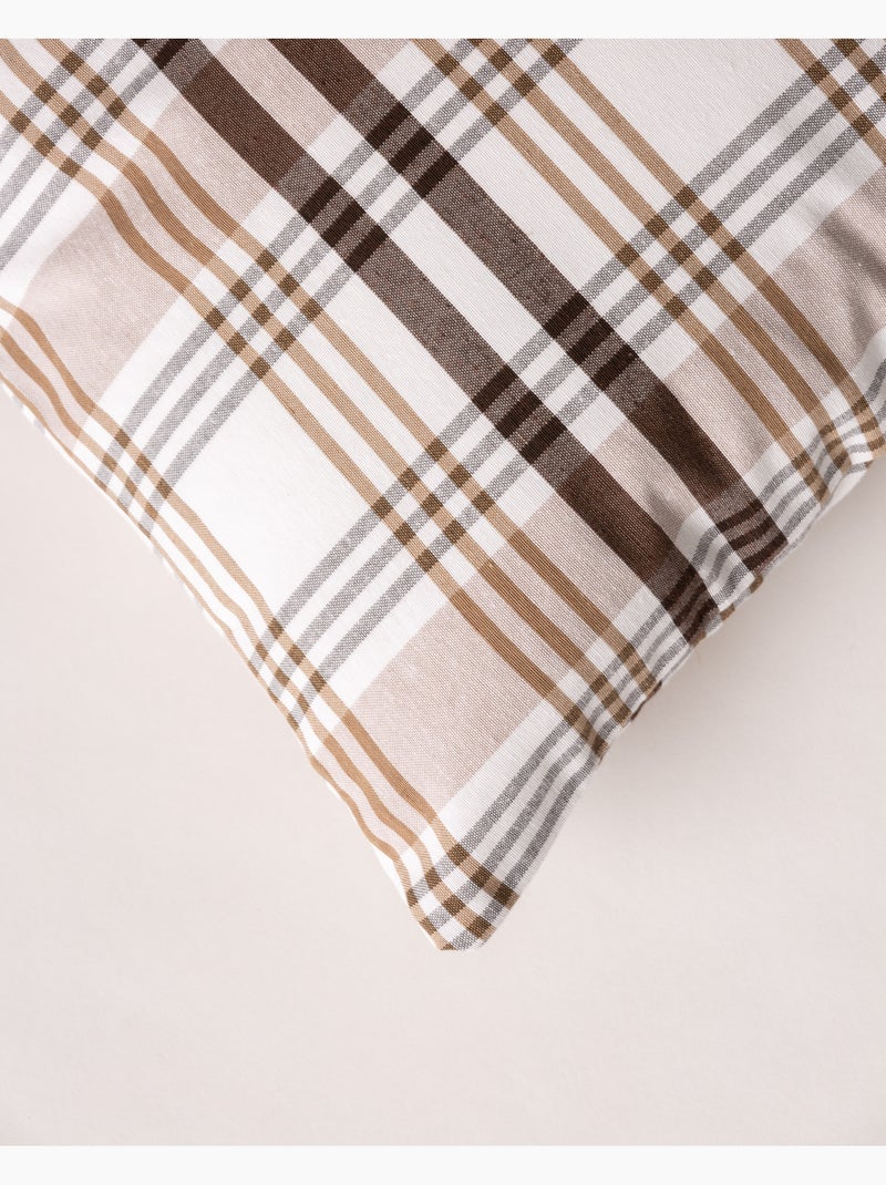 Pack de duas capas de almofada com design tartan e fecho de correr - Gamusi. Castanho-chocolate - Kiabi