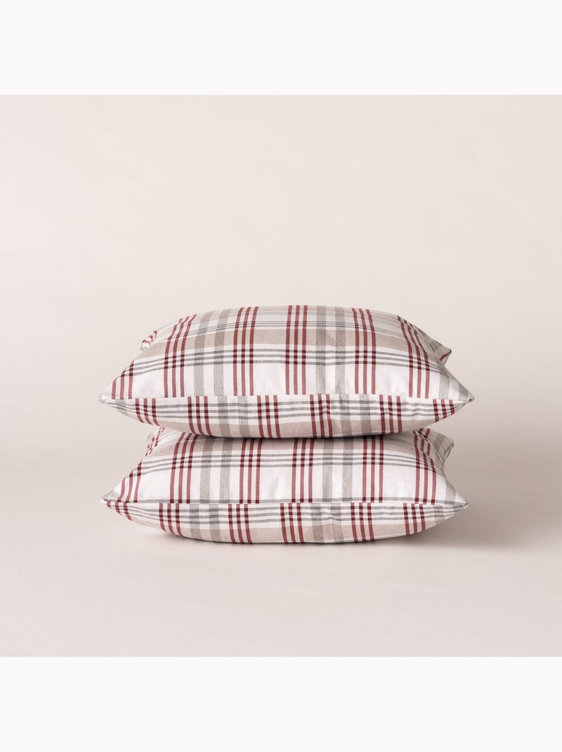 Pack de duas capas de almofada com design tartan e fecho de correr - Gamusi. Cinza - Kiabi