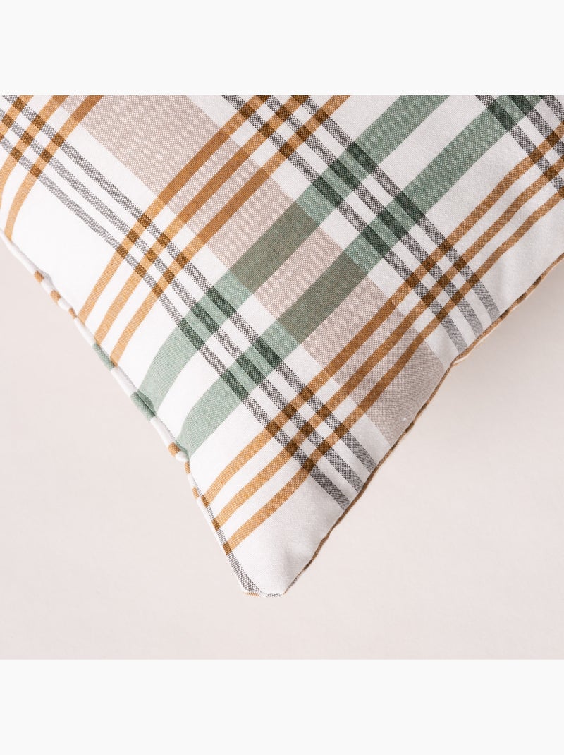 Pack de duas capas de almofada com design tartan e fecho de correr - Gamusi. Verde-água - Kiabi
