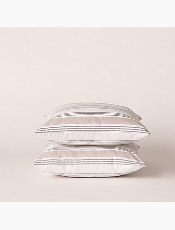 Pack de duas capas de almofada com riscas múltiplas e fecho de correr - Gamusi.