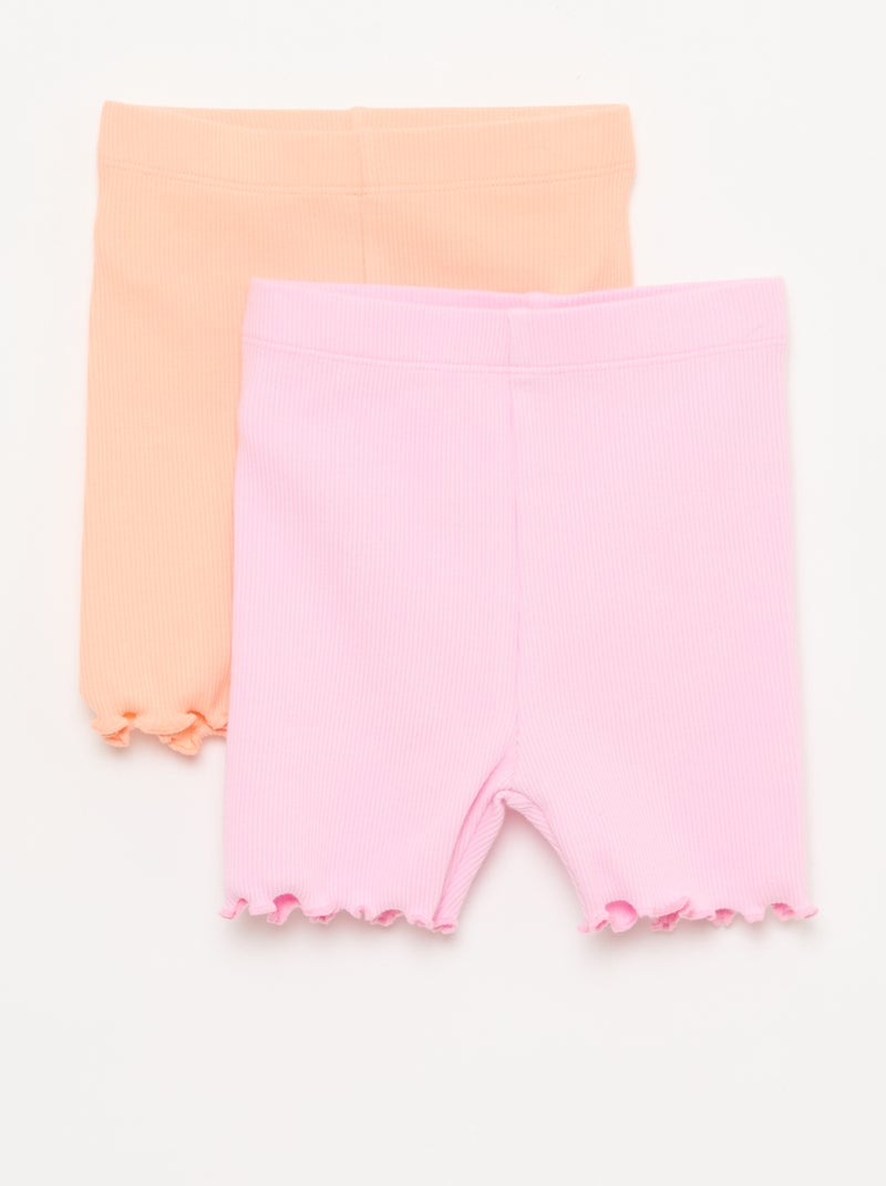 Pack de leggings canelados - 2 peças Laranja - Kiabi