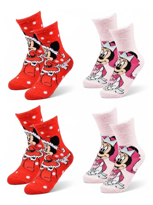 Pack de Meias Antiderrapantes Criança Disney MINNIE (Pack de 4) - Kiabi