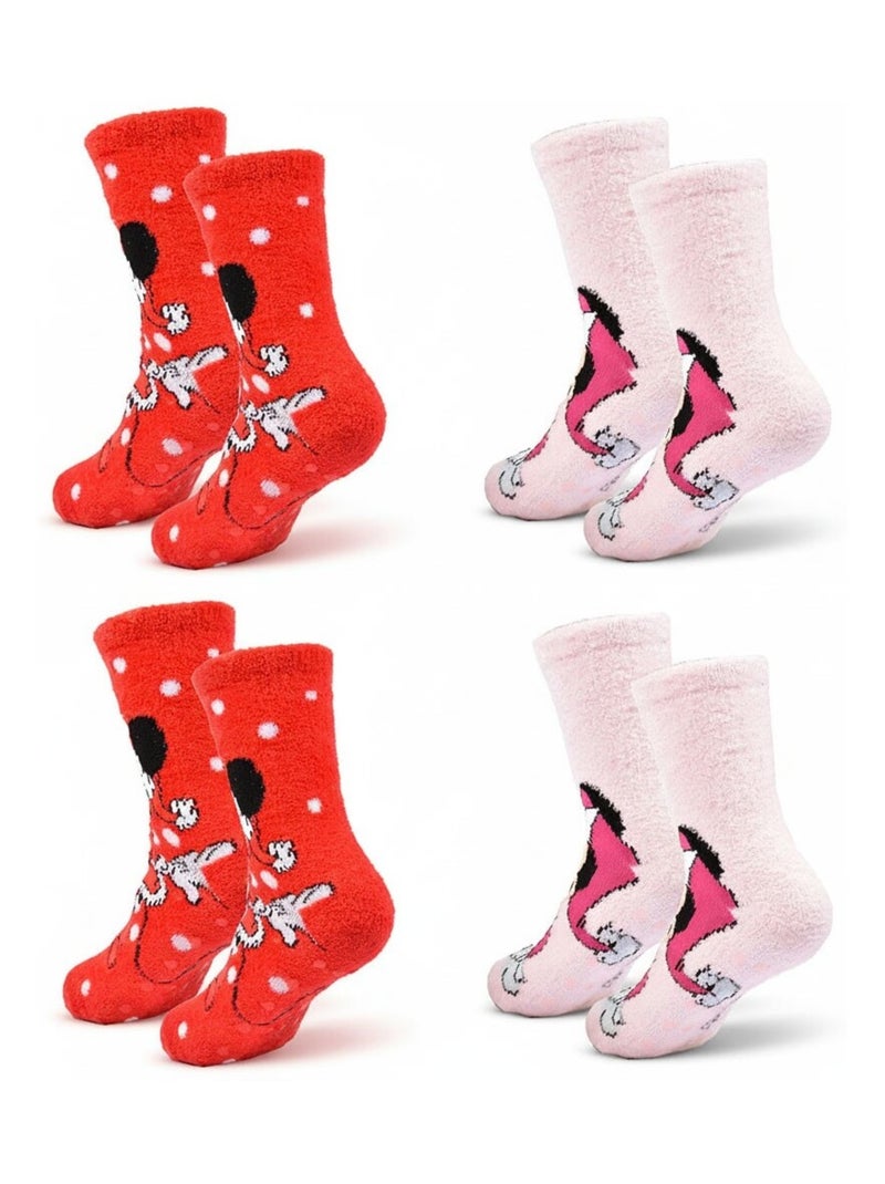 Pack de Meias Antiderrapantes Criança Disney MINNIE (Pack de 4) Rosa-vermelho - Kiabi