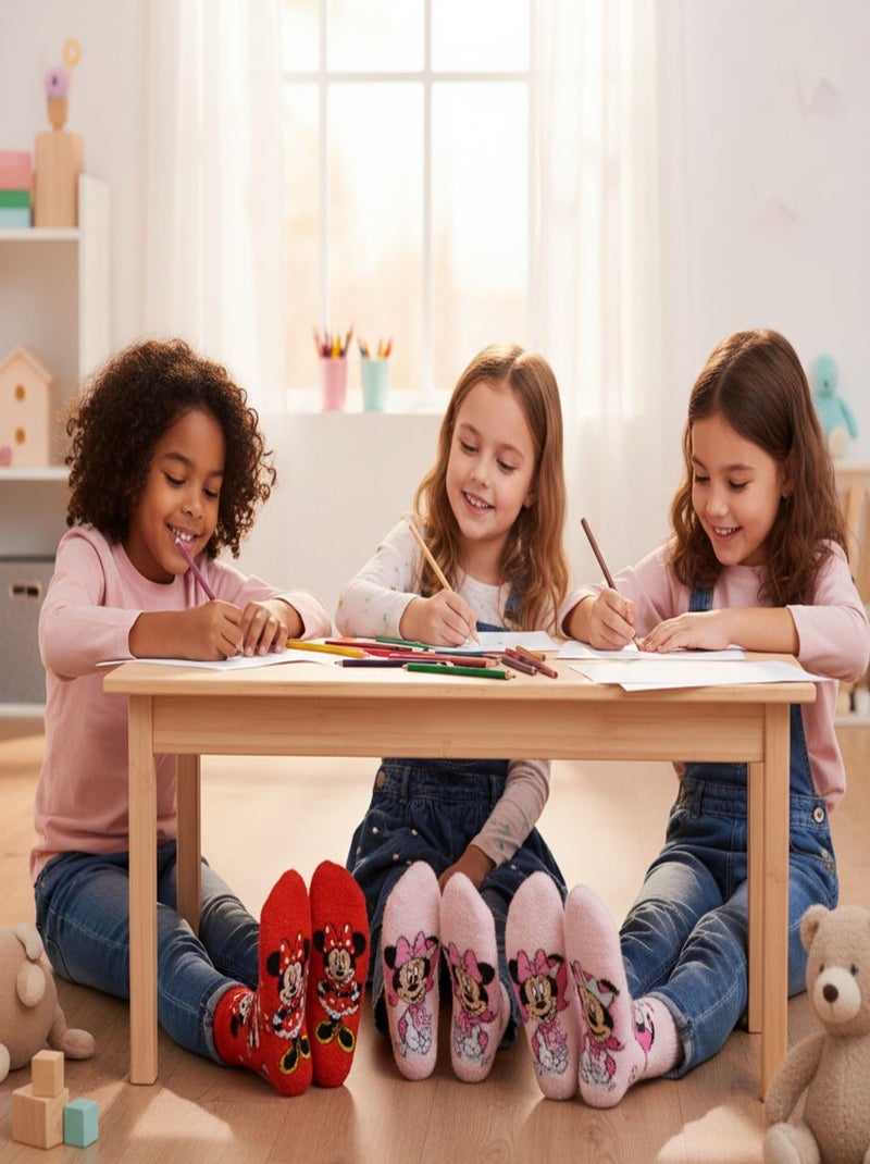 Pack de Meias Antiderrapantes Criança Disney MINNIE (Pack de 4) Rosa-vermelho - Kiabi