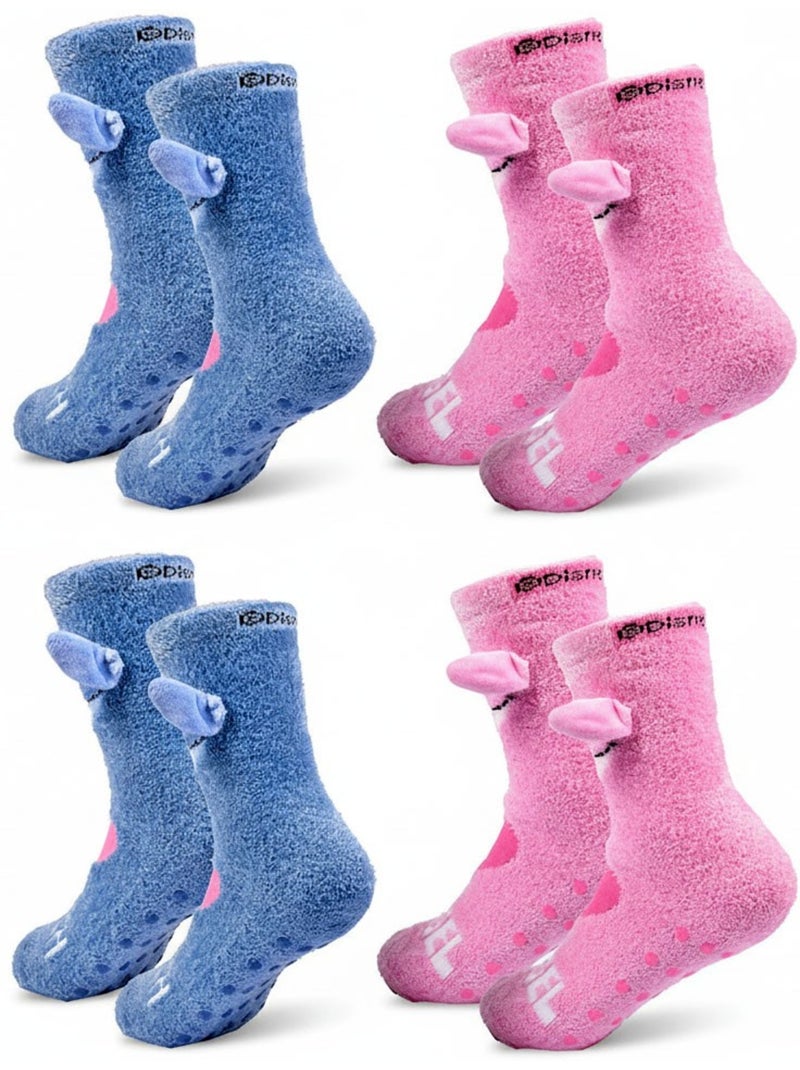 Pack de Meias Antiderrapantes Criança LILO & STITCH (Conjunto de 4) Azul Rosa - Kiabi