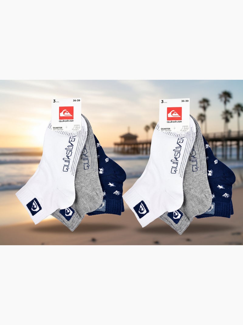 Pack de Meias Criança QUARTER Quiksilver 6 Pares Desporto Cinza-azul - Kiabi