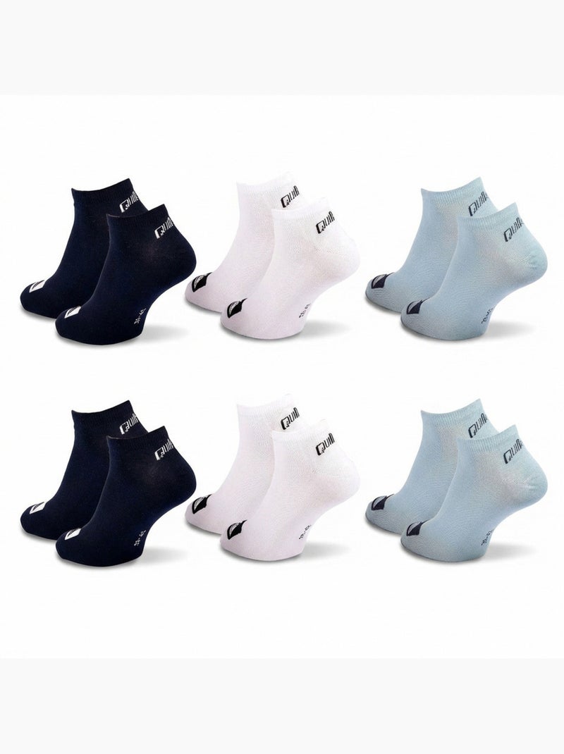 Pack de meias criança sneaker lote de 6 pares desporto quiksilver Branco Preto Azul - Kiabi