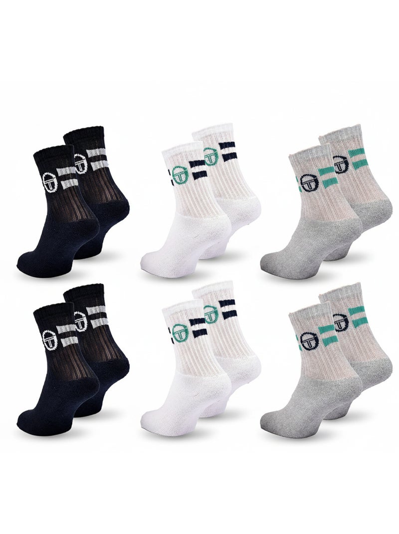 Pack de Meias Criança Tennis Crew SERGIO TACCHINI - 6 Pares Azul-marinho - Kiabi