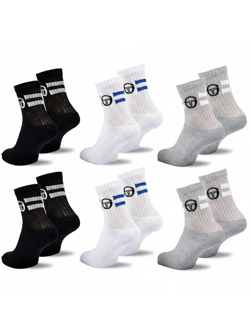 Pack de Meias Criança Tennis Crew SERGIO TACCHINI - 6 Pares Preto - Kiabi