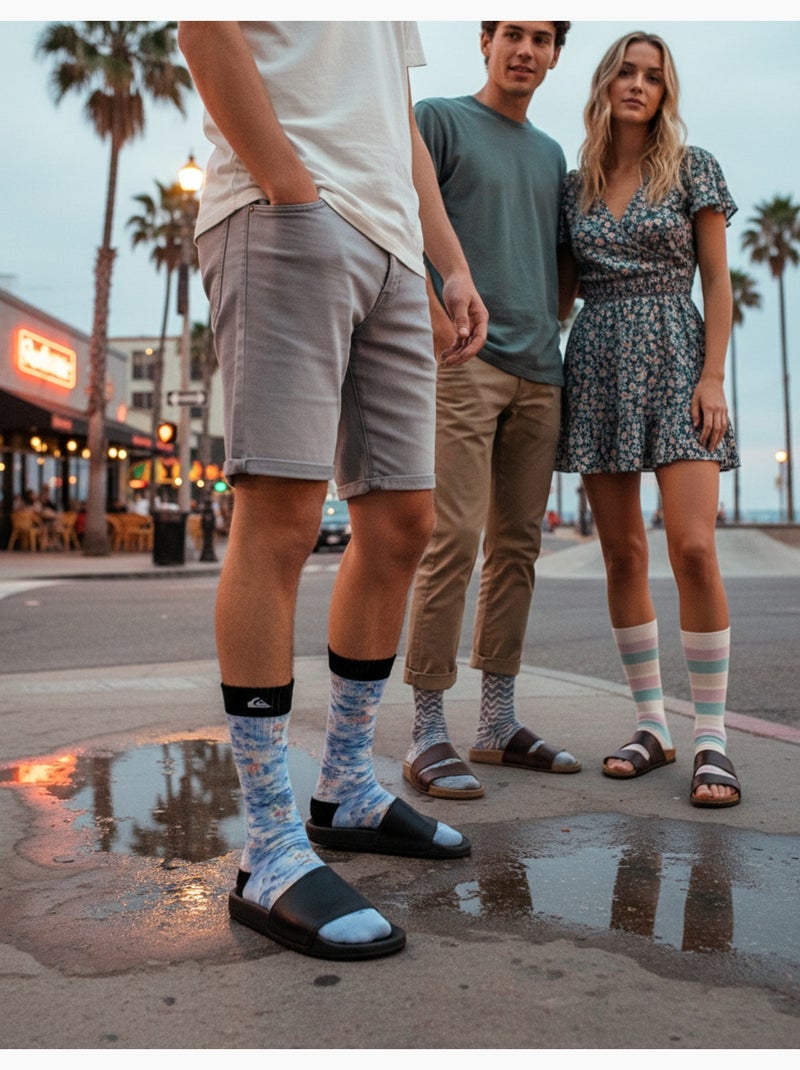 Pack de meias homem crew longa lifestyle quiksilver 2 pares Azul-céu - Kiabi
