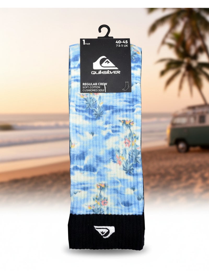 Pack de meias homem crew longa lifestyle quiksilver 2 pares Azul-céu - Kiabi