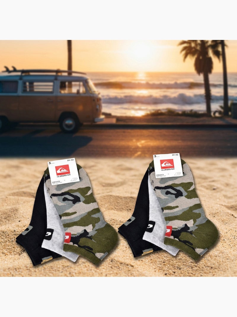 Pack de meias homem sneaker quiksilver 6 pares desporto Branco / Preto / Verde - Kiabi