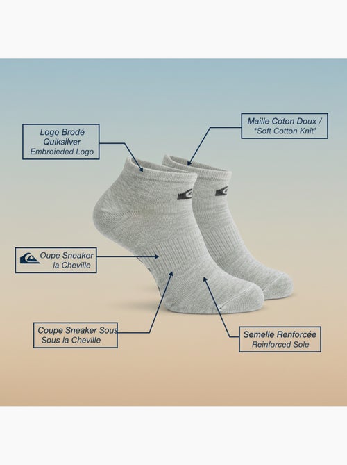 Pack de meias homem sneaker quiksilver 6 pares desporto - Kiabi Pack de meias homem sneaker quiksilver 6 pares desporto - Kiabi