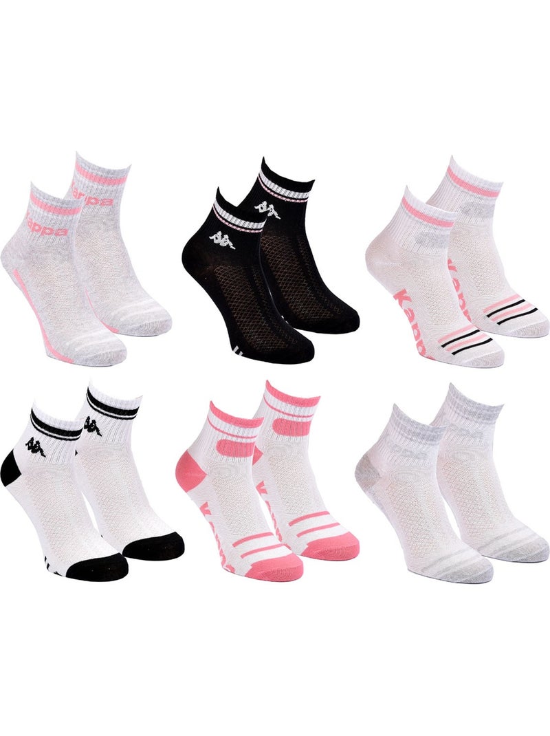Pack de Meias Mulher Quarter KAPPA (Lote de 6) Branco Cinza Preto - Kiabi