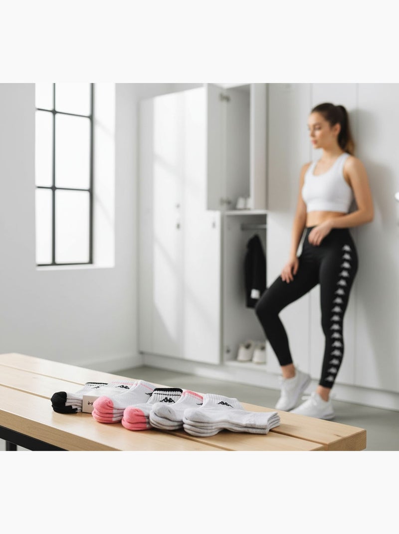 Pack de Meias Mulher Quarter KAPPA (Lote de 6) Branco Cinza Preto - Kiabi