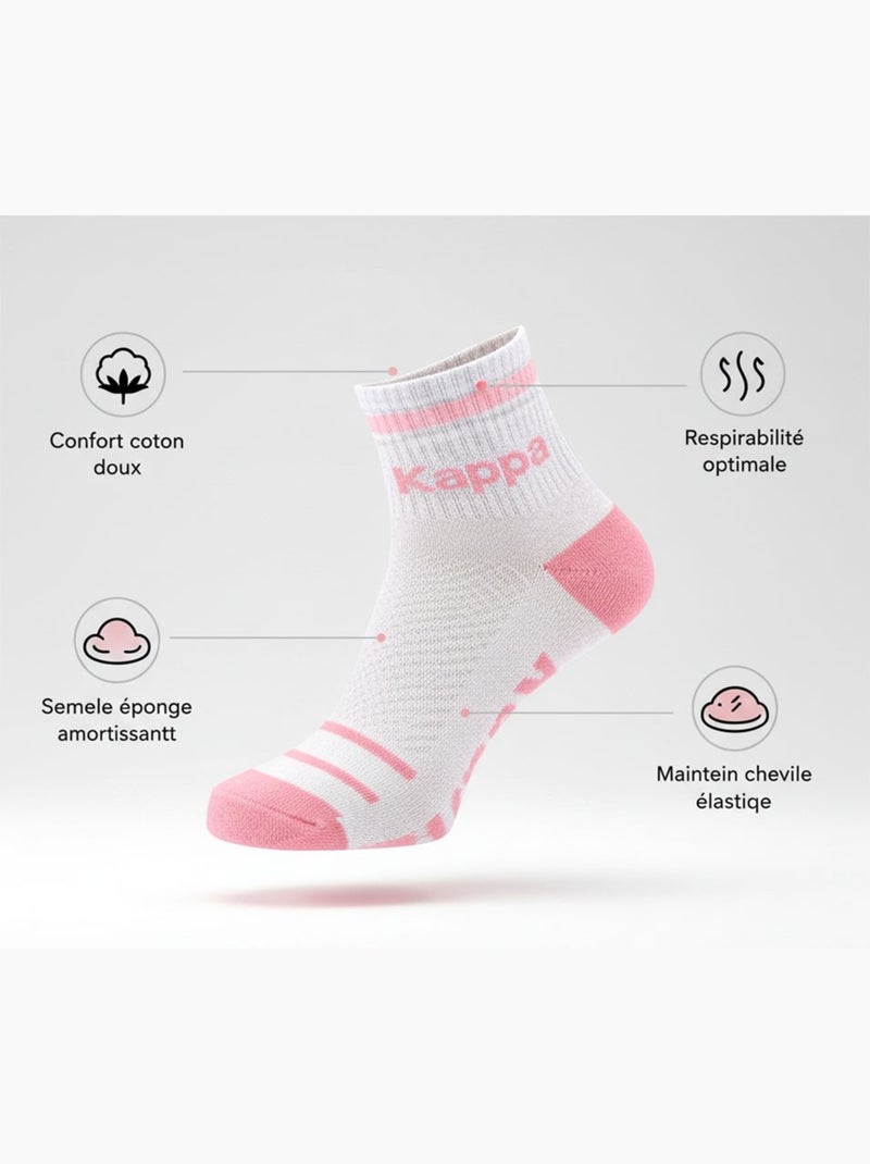 Pack de Meias Mulher Quarter KAPPA (Lote de 6) Branco Cinza Preto - Kiabi