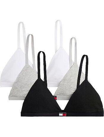Pack de soutiens-gorge tommy hilfiger heritage para mulher - branco/cinzento/preto