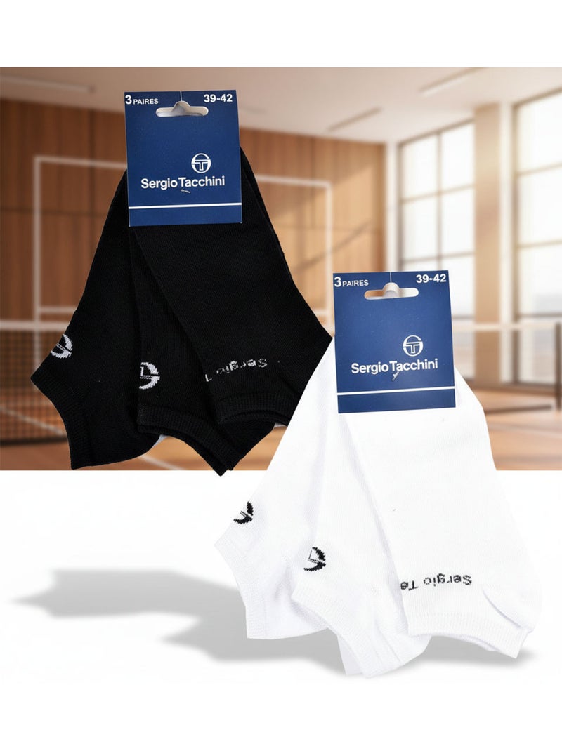 Pack Meias Curtas Mulher Sneaker SERGIO TACCHINI - 6 Pares Preto Branco - Kiabi