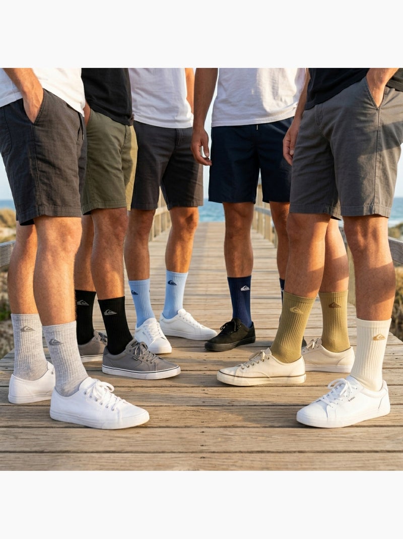 Pack Meias Homem Crew Quiksilver 6 Pares Regular Azul Multicolor Preto - Kiabi